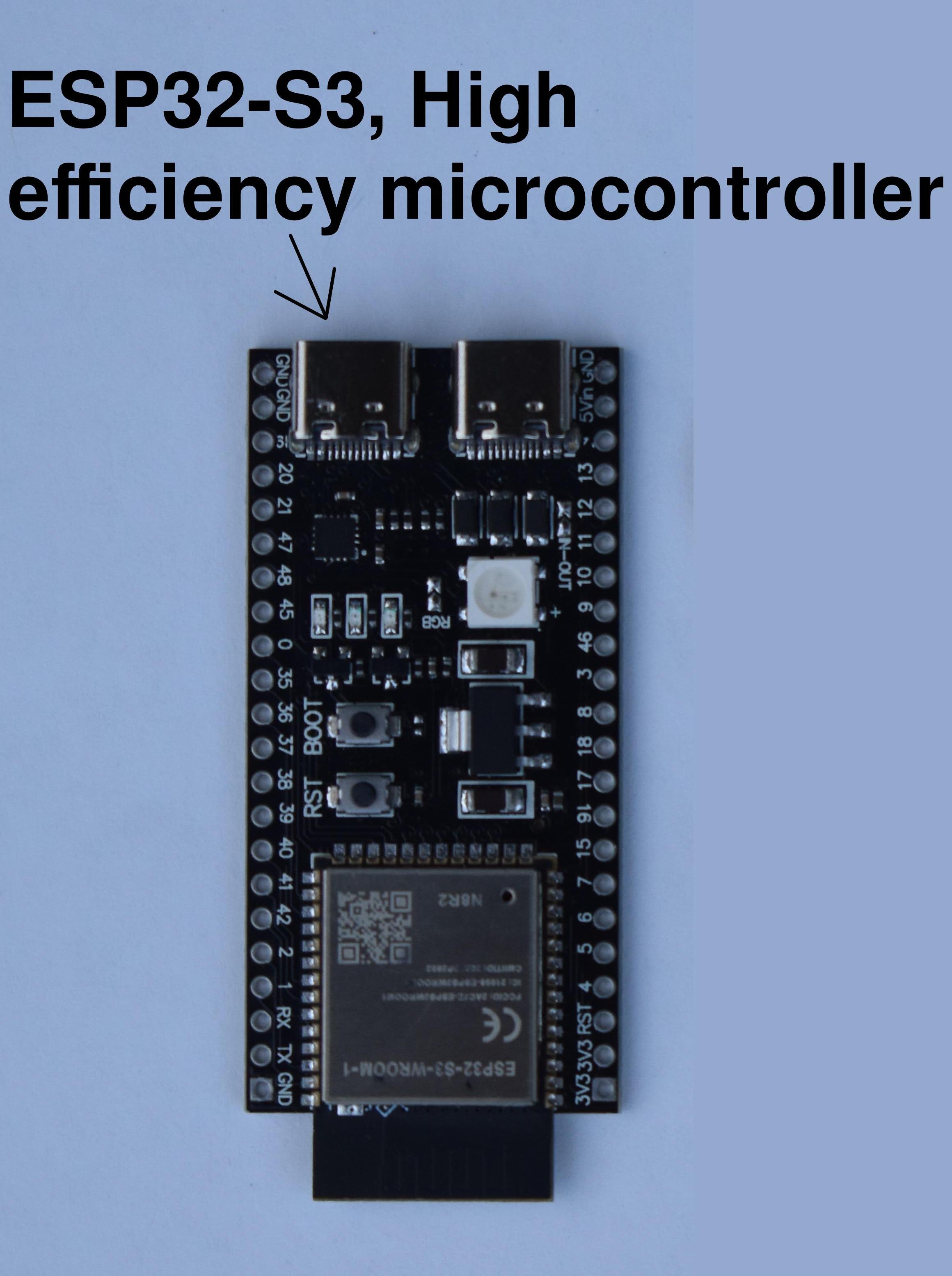Close up of the ESP32S-3 WIFI/BLE Module